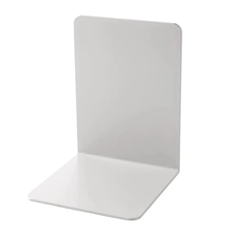 Organizador de mesa em formato de L, suporte para livros durável e elegante, estilo minimalista.