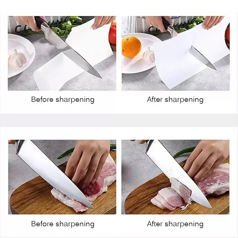 3-Afiador de facas segmentado, afiador de facas para facas de cozinha, pedra de afiar tripla em aço inoxidável para utensílios de cozinha.