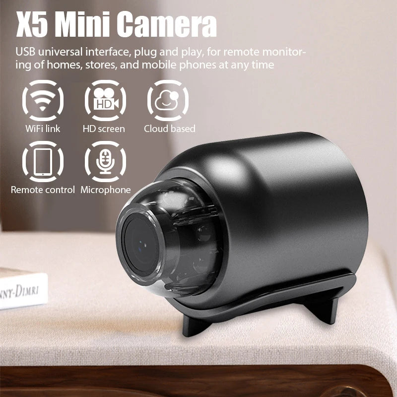 Mini Câmera 1080P com Visão Noturna Nítida, Leve e Portátil, de Alta Qualidade, com Detecção de Movimento e Sistema de Vigilância Sem Fio.