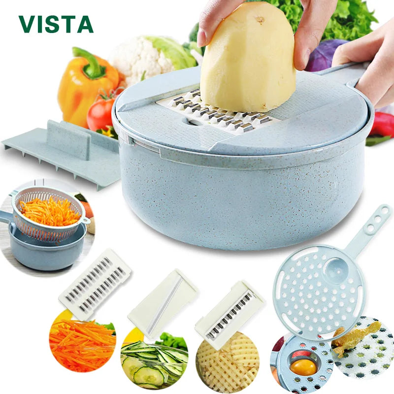 Picador de Legumes Multifuncional Ralador Cortador Acessórios de Cozinha Fatiador Manual de Frutas Ralador de Batatas Fatiador de Queijo e Cebola