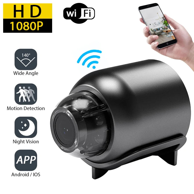 Mini Câmera 1080P com Visão Noturna Nítida, Leve e Portátil, de Alta Qualidade, com Detecção de Movimento e Sistema de Vigilância Sem Fio.