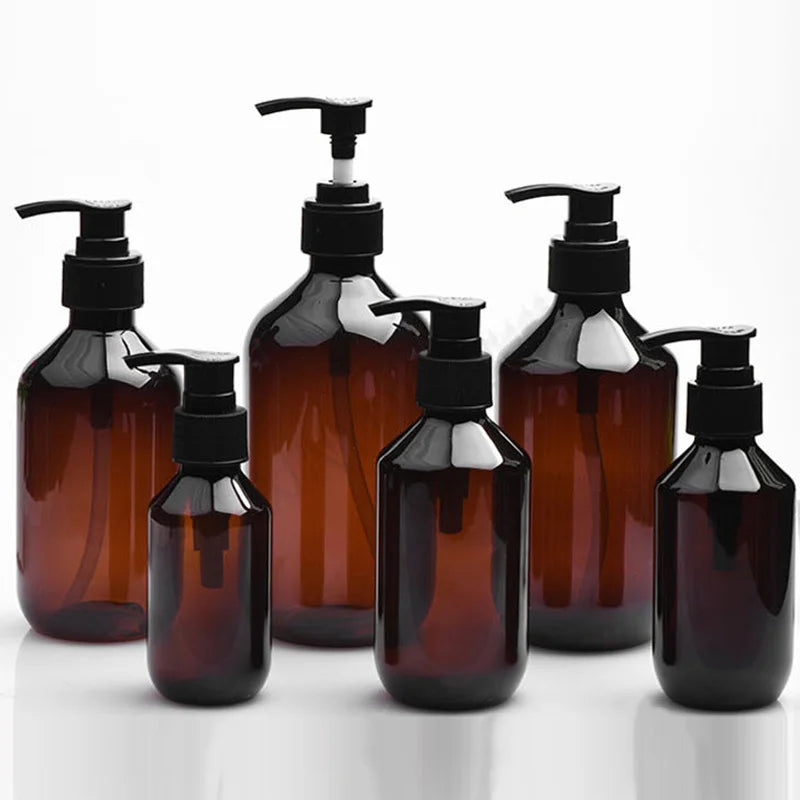 Frascos de plástico recarregáveis com bomba dosadora, 100/200/300/400/500ml, para shampoo e gel de banho, ideal para banheiro, cozinha e outros utensílios.