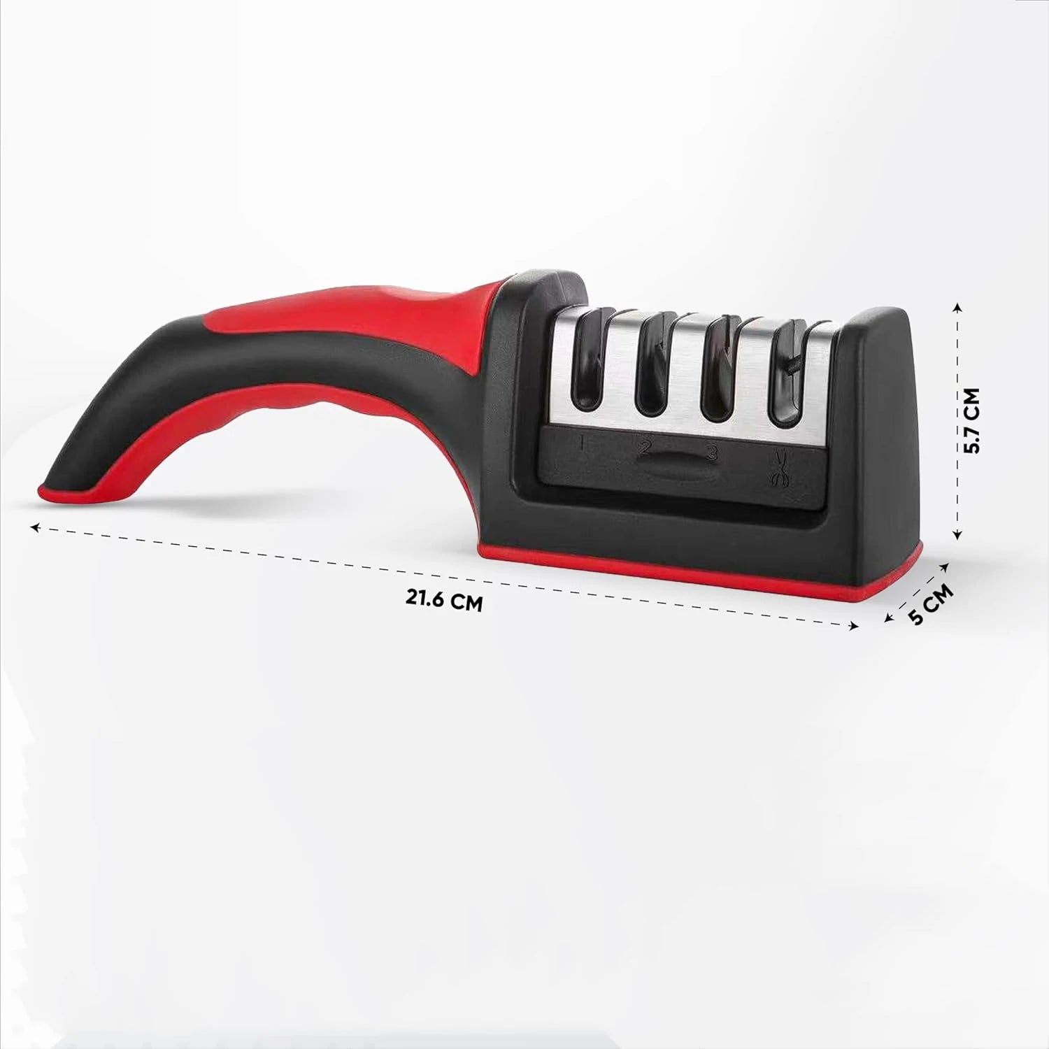 3-Afiador de facas segmentado, afiador de facas para facas de cozinha, pedra de afiar tripla em aço inoxidável para utensílios de cozinha.