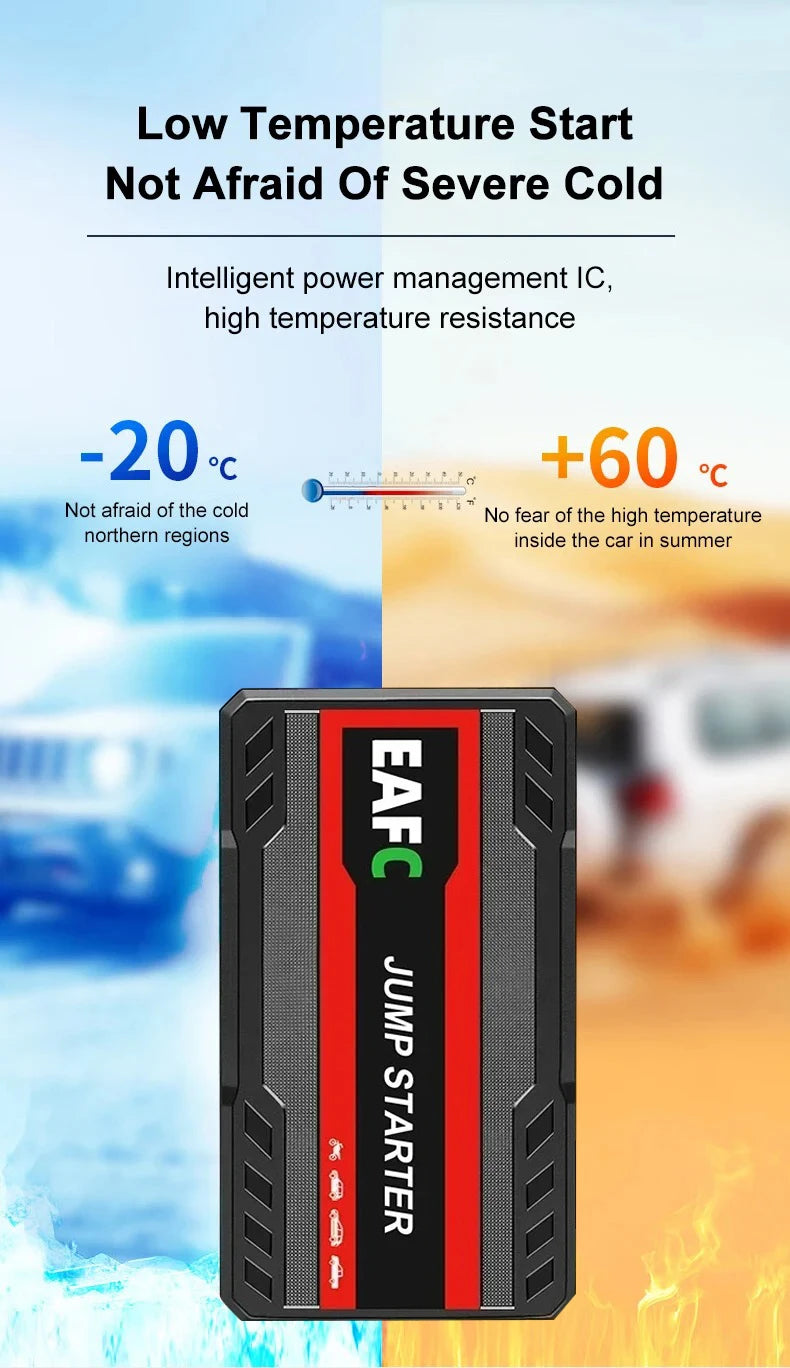 EAFC 2000A / 600A Carregador de Bateria Portátil para Carro, Auxiliar de Partida 12V para Motores a Diesel e Gasolina